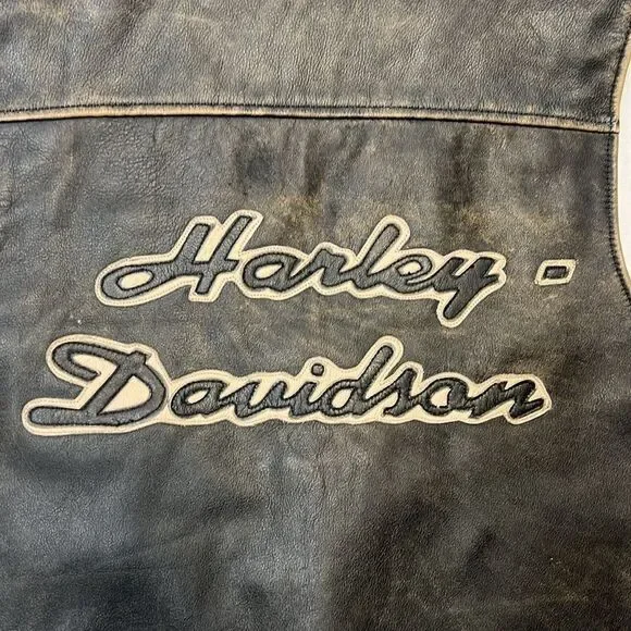 Harley Davidson men leather bronco vest - Picture 4 of 7